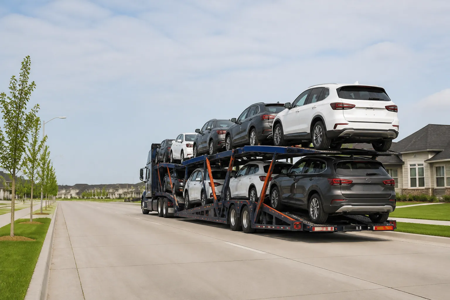 Car Link Transport auto carrier delivering vehicles in North Liberty, Iowa